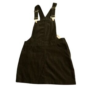 Double Zero Black Corduroy Overall Pinafore Dress Womens Small Mini Jumper
